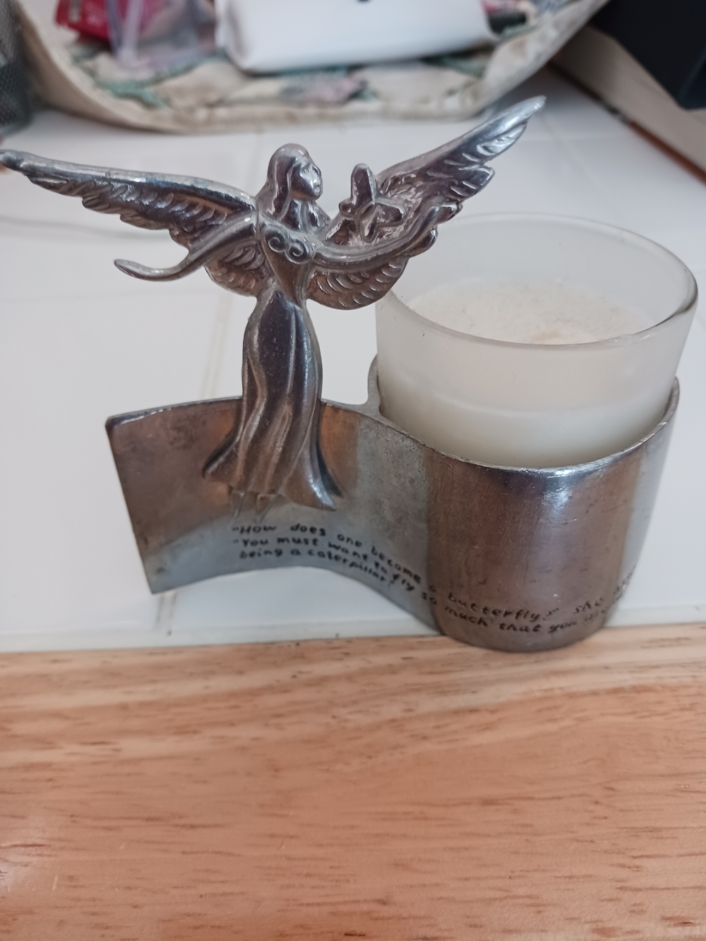 Angel Wing Metal Candle Holder – Silver